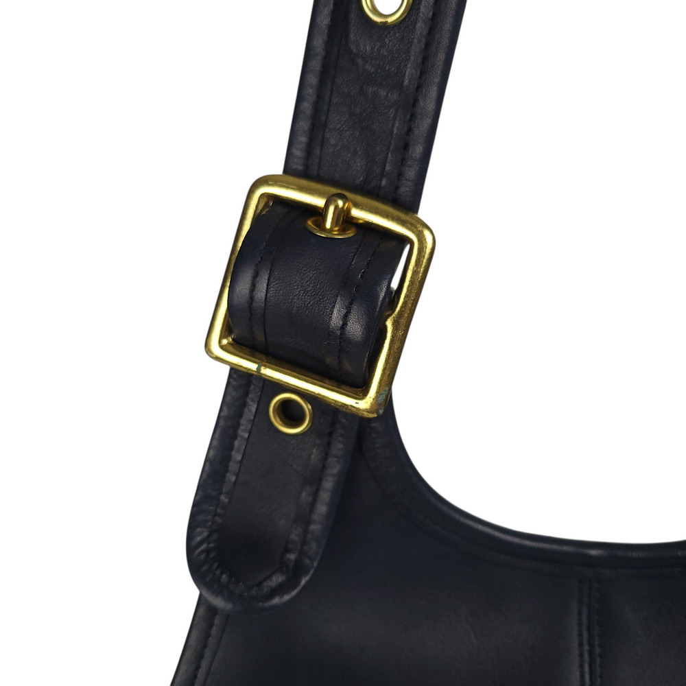 COACH Vintage Crescent Saddle Shoulder Bag 9235 NYC Navy Blue Leather Turn Lock - Picture 3 of 15